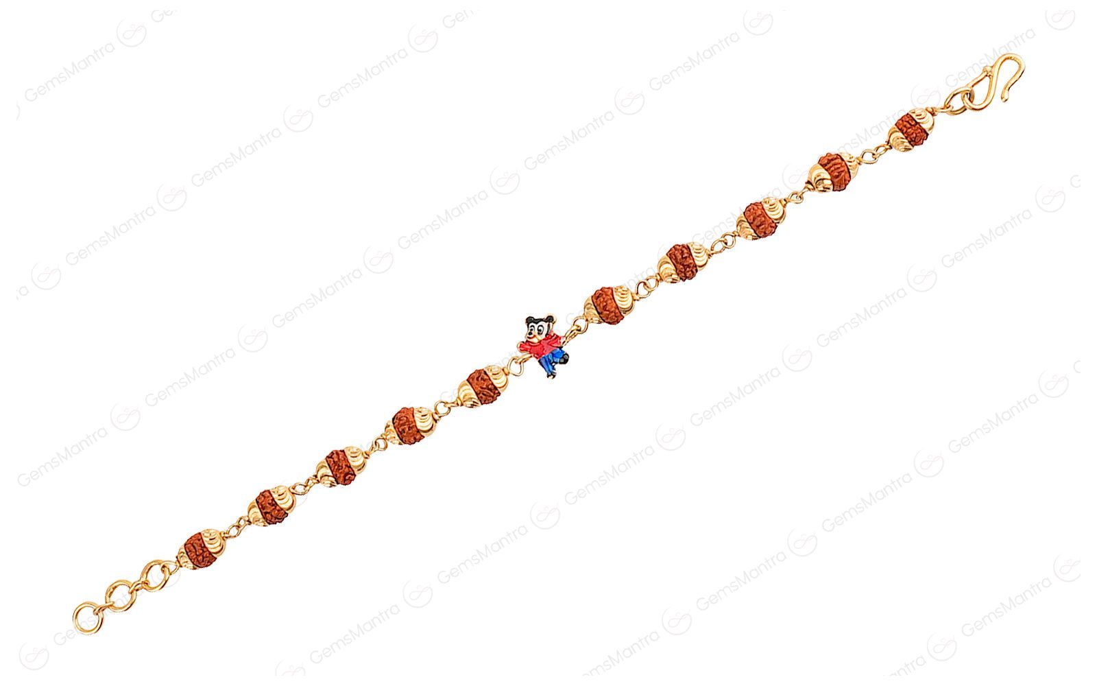 Original 5 Mukhi Rudraksha Gold Mickey Mouse Bracelet for Kids with Certificate - Image 2