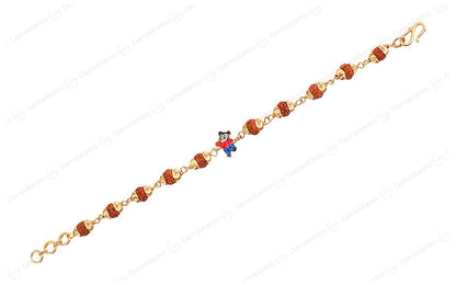 Original 5 Mukhi Rudraksha Gold Mickey Mouse Bracelet for Kids with Certificate by SAMAHealing - Sustainable Living (View 2)