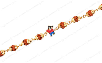 Original 5 Mukhi Rudraksha Gold Mickey Mouse Bracelet for Kids with Certificate by SAMAHealing - Sustainable Living (View 3)