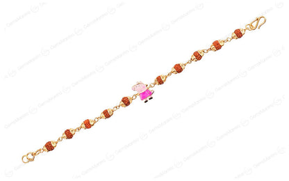 Original 5 Mukhi Rudraksha Gold Piggy Bracelet for Kids with Certificate by SAMAHealing - Sustainable Living (View 2)