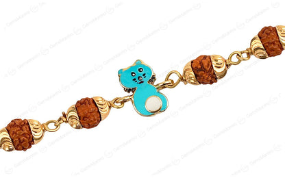 Original 5 Mukhi Rudraksha Gold Kitty Bracelet for Kids with Certificate by SAMAHealing - Sustainable Living (View 3)