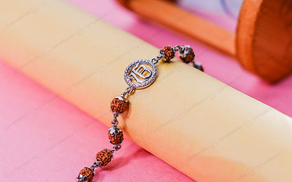 Original 5 Mukhi Rudraksha Silver Studded Onkar Bracelet for Kids - 4 Beads with Certificate by SAMAHealing - Sustainable Living