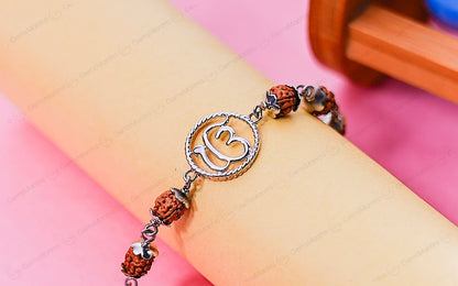 Original 5 Mukhi Rudraksha Silver Onkar Bracelet for Kids - 5 Beads with Certificate by SAMAHealing - Sustainable Living