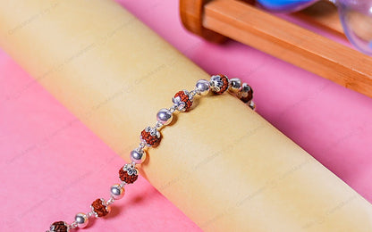 Original 5 Mukhi Rudraksha Silver Moti Bracelet with Certificate by SAMAHealing - Sustainable Living