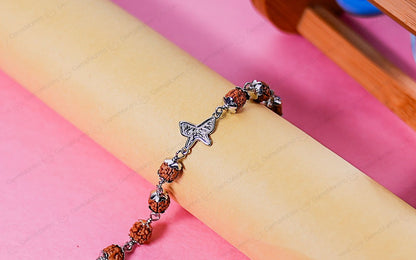 Original 5 Mukhi Rudraksha Silver Butterfly Bracelet for Kids with Certificate by SAMAHealing - Sustainable Living