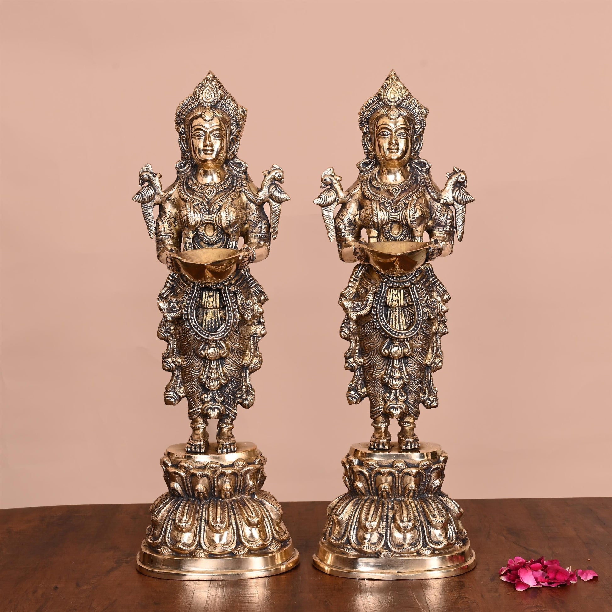 Brass Deep Lakshmi Pair (15 Inch) - Eco-friendly - Sama Homes