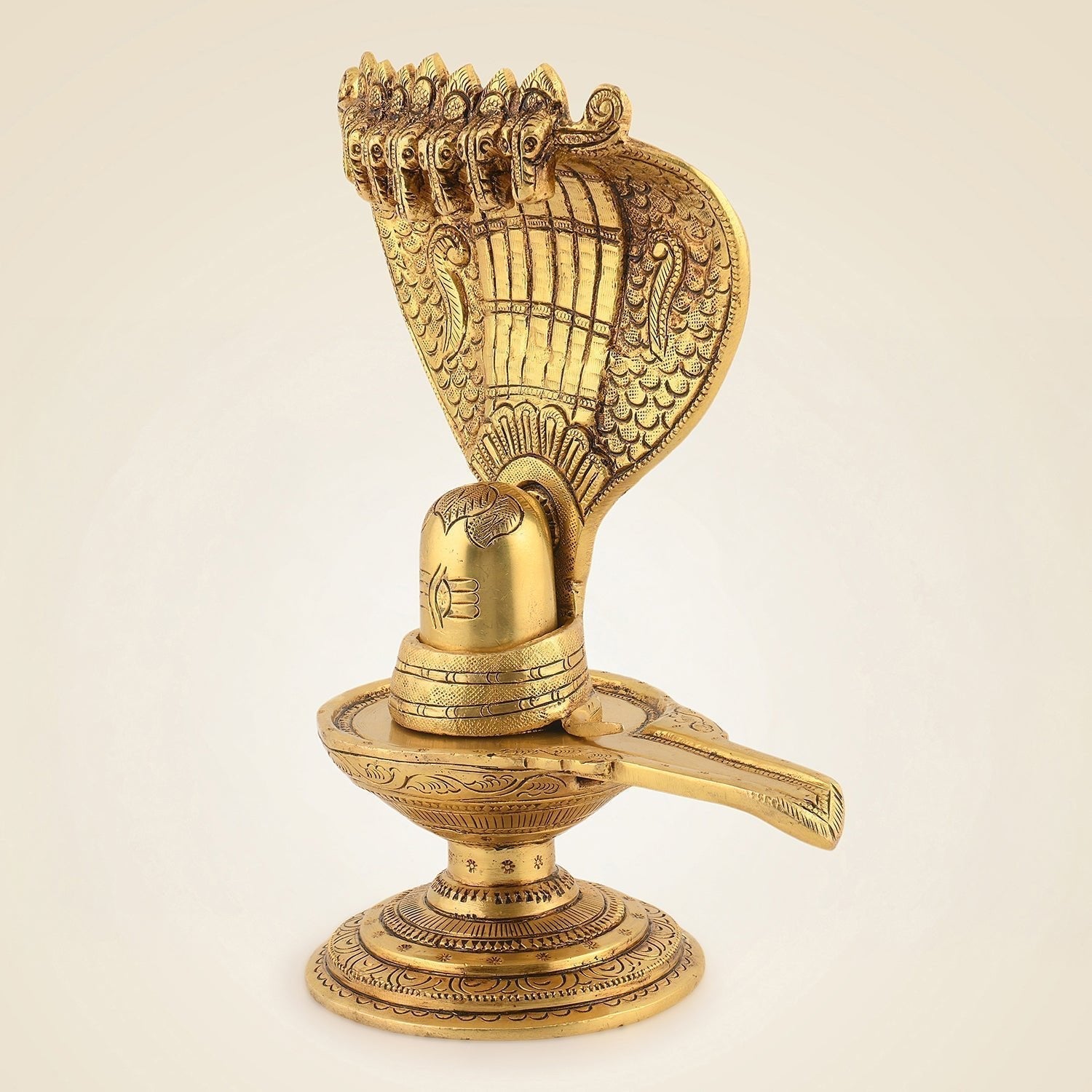 Shivling with Sheshnag Idol 8" – Superfine Brass Statue for Rituals & Temple Decor - Image 2