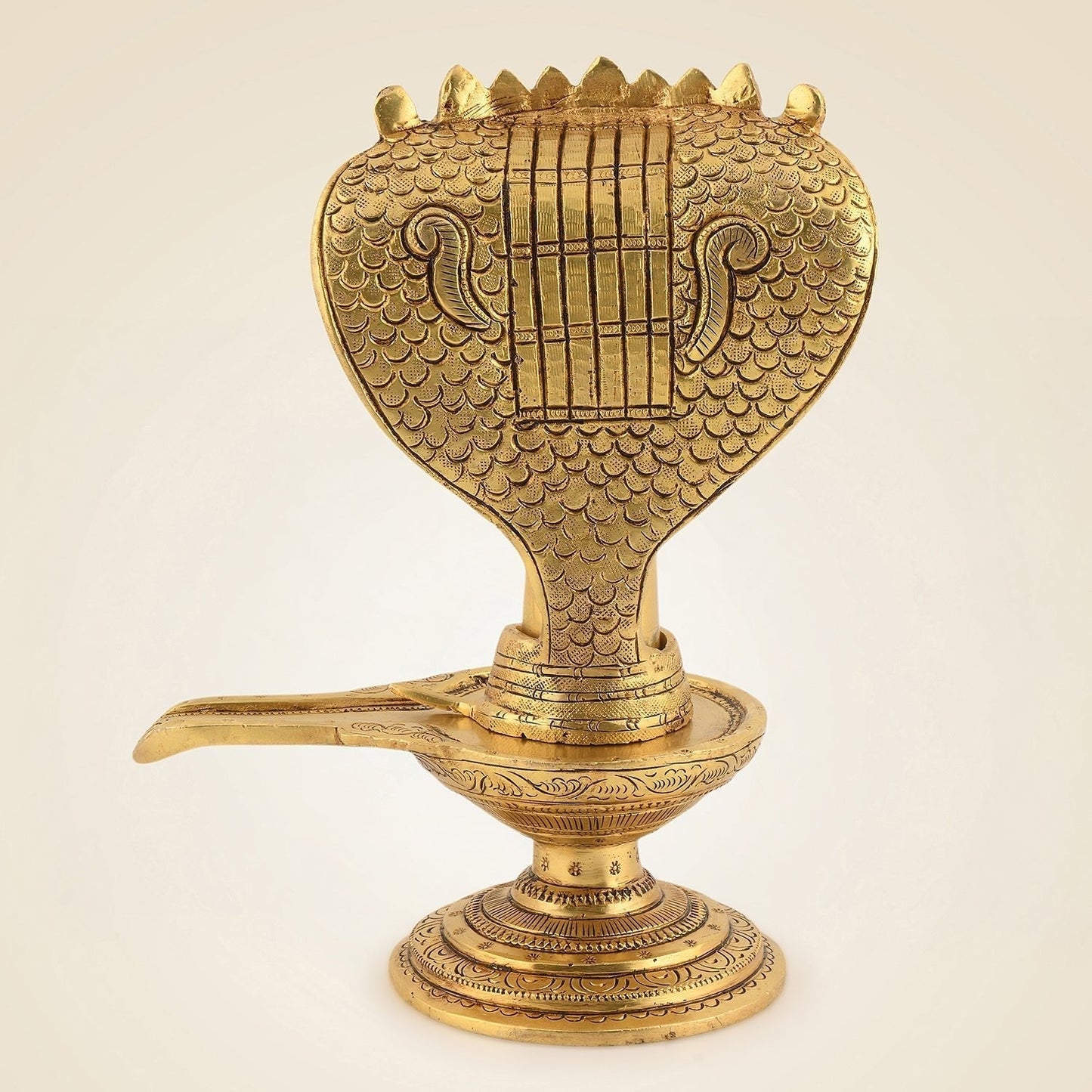 Shivling with Sheshnag Idol 8" – Superfine Brass Statue for Rituals & Temple Decor