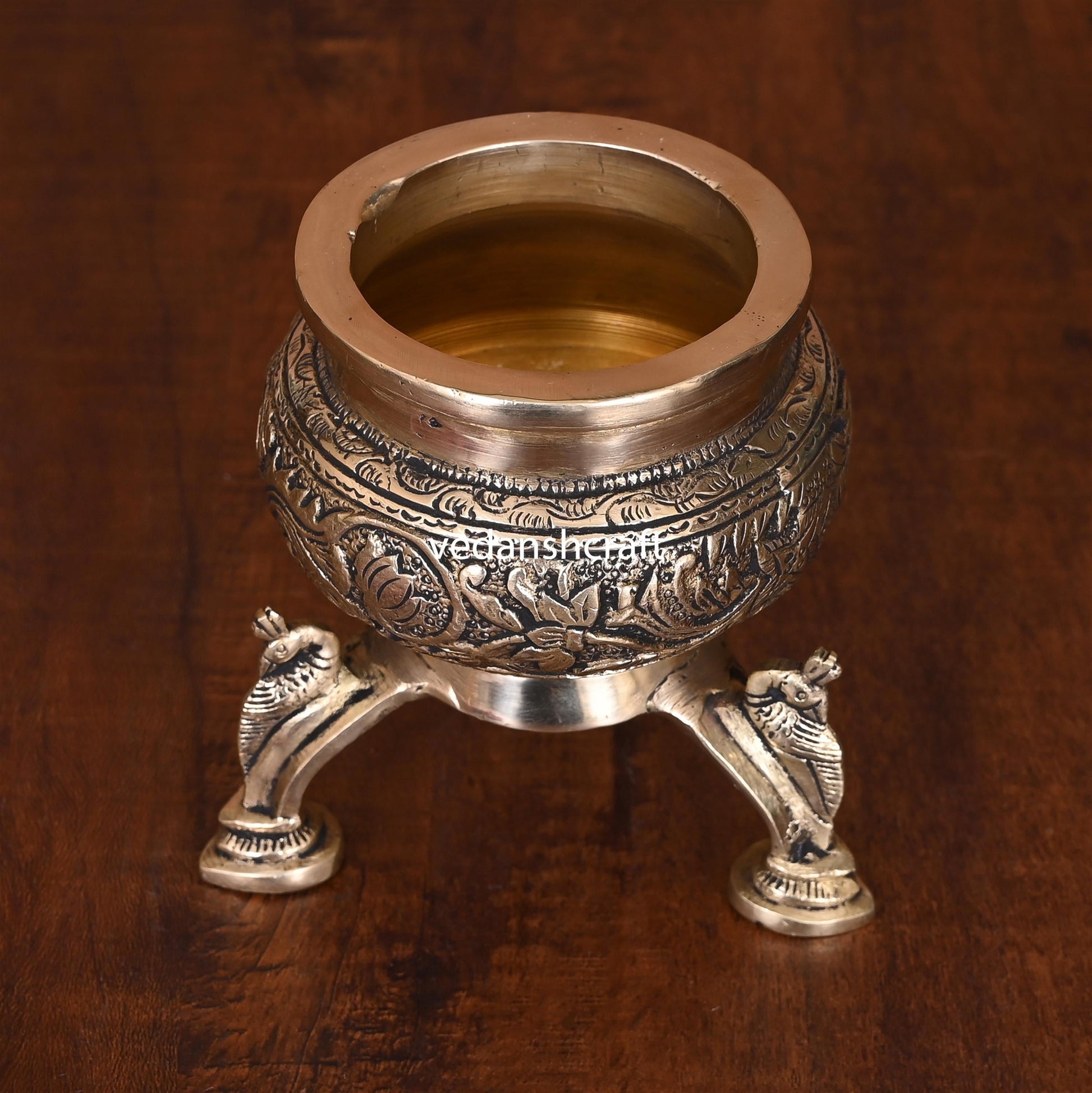 Brass Ganga Kalash with Stand – 4.5 Inch | Handcrafted Sacred Puja Vessel for Hindu Rituals & Temple Decor - Image 2