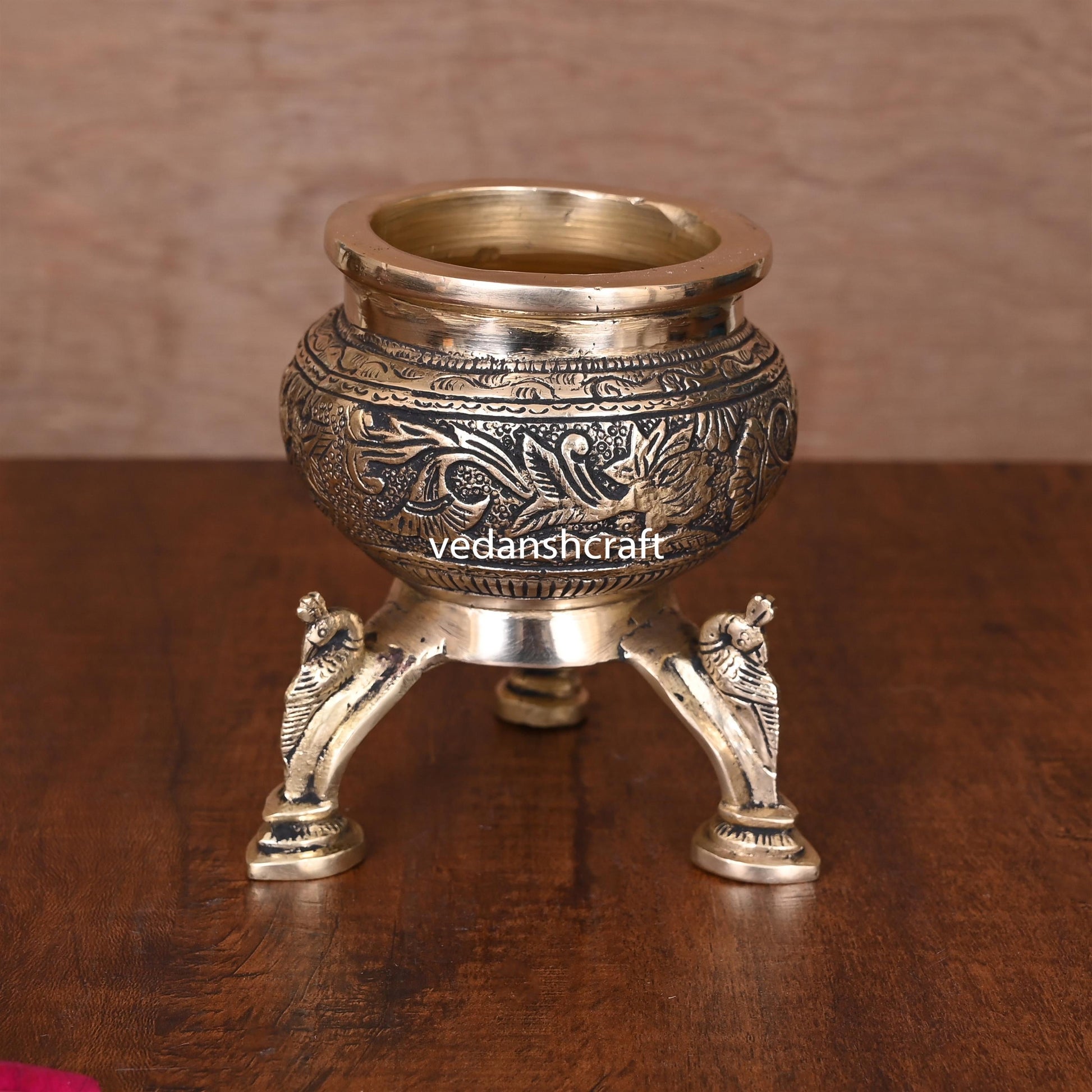 Brass Ganga Kalash with Stand – 4.5 Inch | Handcrafted Sacred Puja Vessel for Hindu Rituals & Temple Decor - Image 4