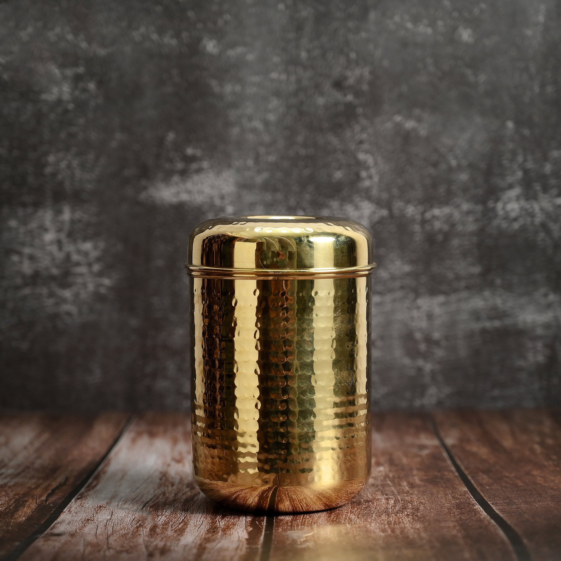 Pure Brass Kitchen Storage Canister Set | Hammered Design | Set of 5 with Lids | Non-Toxic, Nutrient-Retaining | Shiny Polished Finish | Handcrafted Vintage Style - Image 3