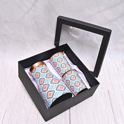 Pure Copper Bedside Bedroom Jar With 2 Pcs Glass Set In Gift Box Capacity 1000 ML by SAMA Homes - Copper Water Pot (View 2)