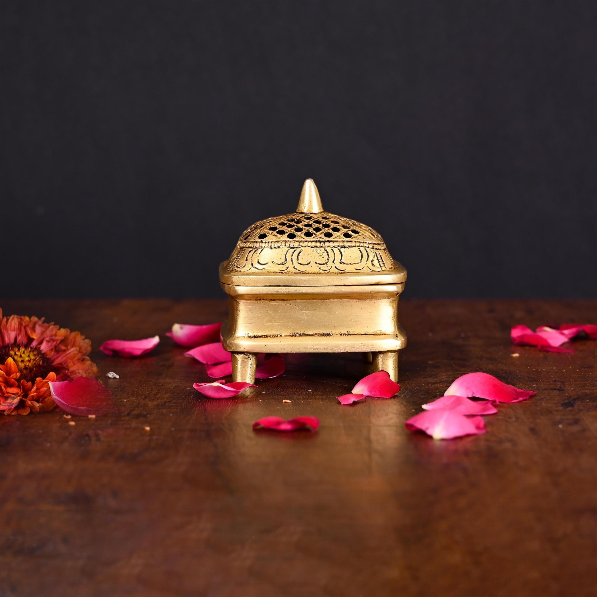 Brass Dhoop Dani & Incense Holder (2.8 Inch) - Image 3