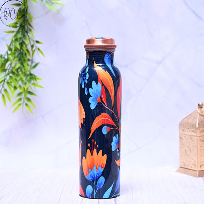 Pure Copper Colourful Art Water Bottle with Leak Proof Capacity 1000 ML. by SAMA Homes - Copper Bottle (View 2)