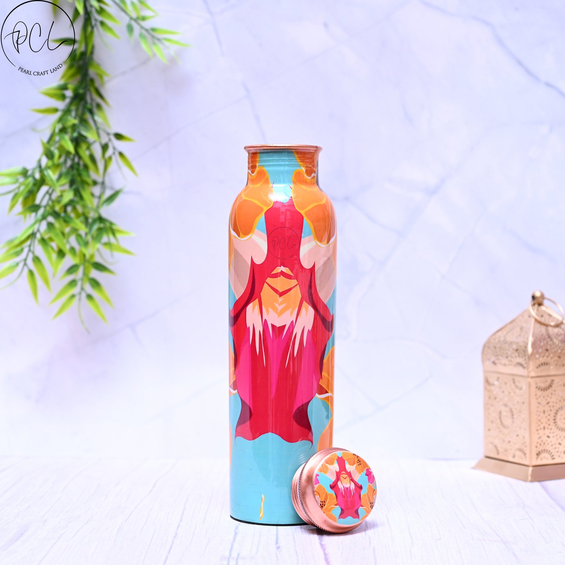Pure Copper Noble Thought Printed Water Bottle with Leak Proof Capacity 1000 ML. - Eco-friendly - Sama Homes