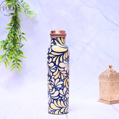 Pure Copper Blue & Ivory Design Printed Water Bottle with Leak Proof Capacity 1000 ML. by SAMA Homes - Copper Bottle (View 2)