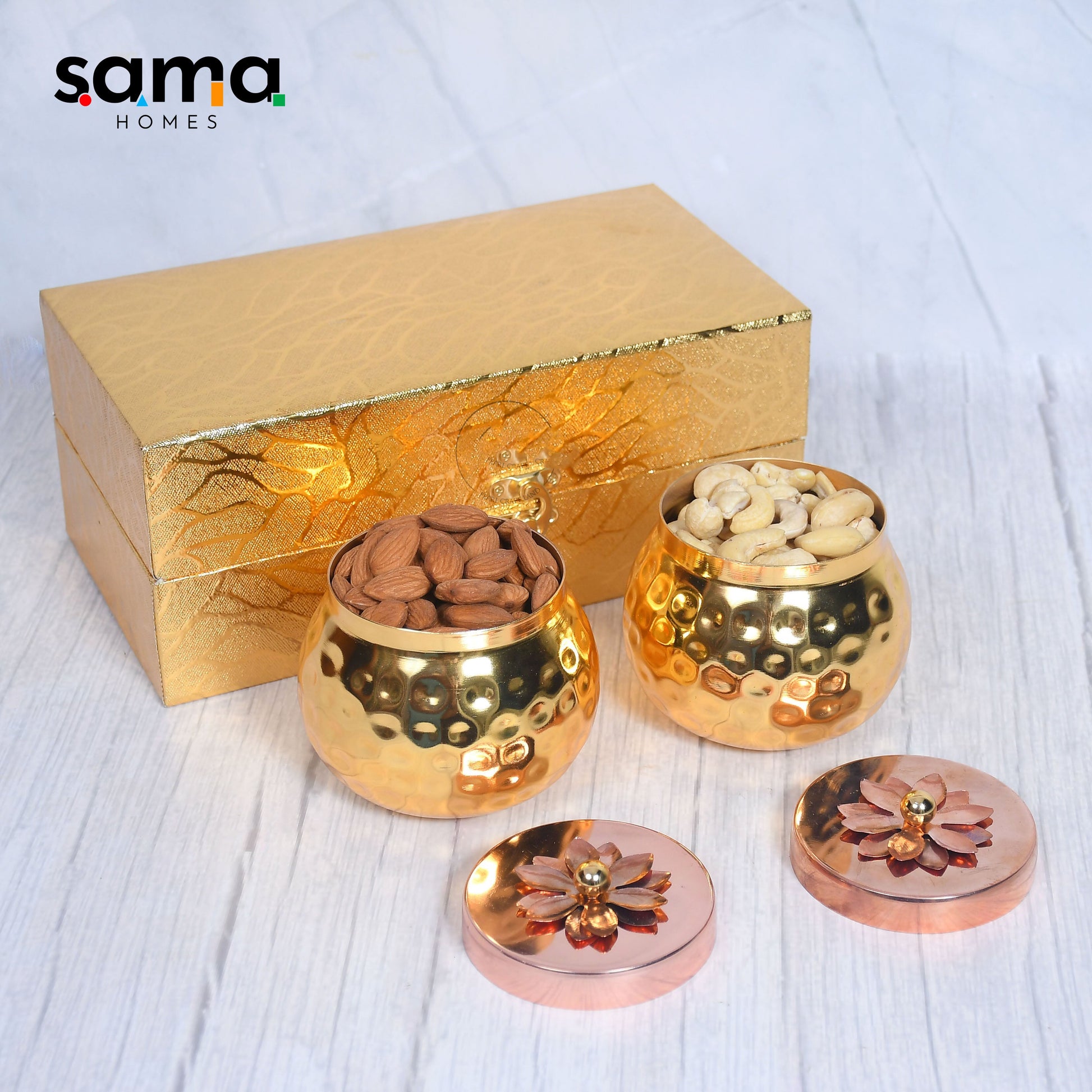 Copper Dry-Fruit Pot Gifting Box Set of 4 and 2 - Sama Homes - Image 5