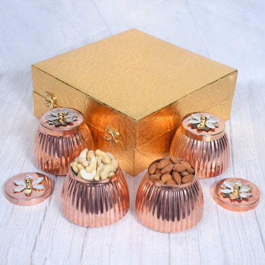 Exclusive Copper Rope Design Dry-Fruit Pot with Gifting Box (Set of 4) – Sama Homes