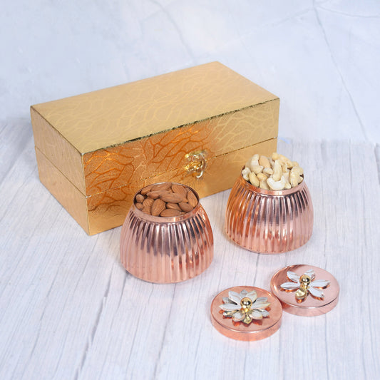 Exclusive Copper Rope Design Dry-Fruit Pot with Gifting Box Set of 2 – Sama Homes