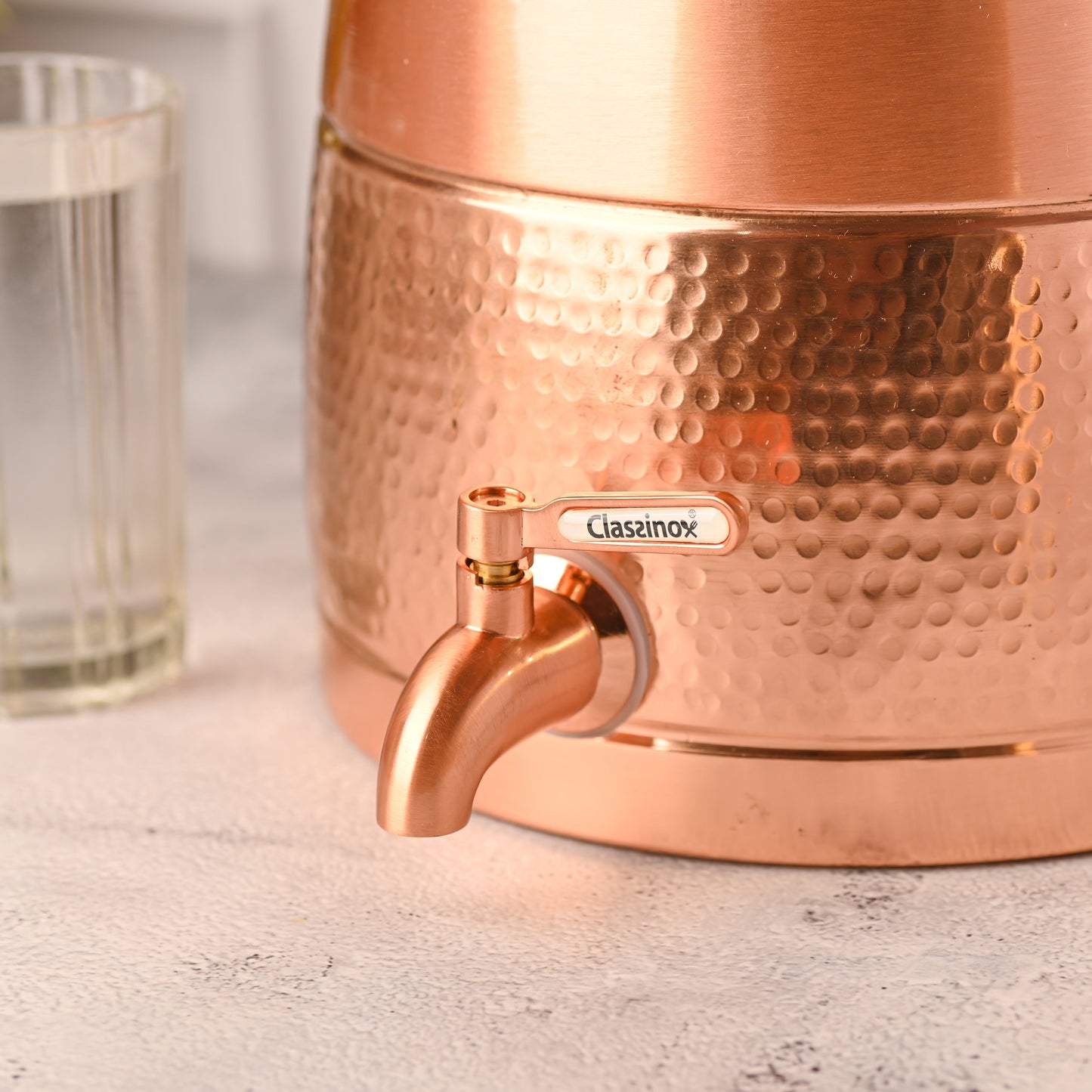 Copper Half-Hammered Water Dispenser 8L | Handcrafted, Ayurvedic, Premium Home & Office