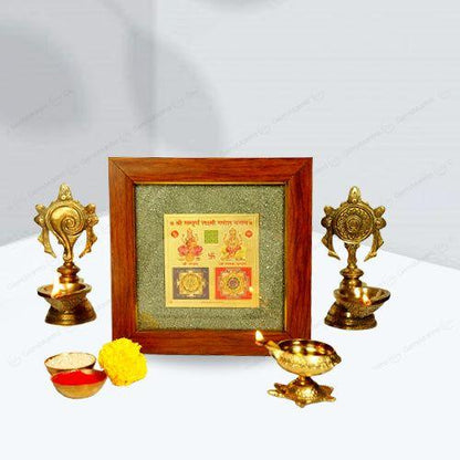 2D Yantra - Frame of Four - Shree Sampoorna Laxmi Ganesh Yantra - Pyrite Dust frame by SAMAHealing - Yantra (View 5)