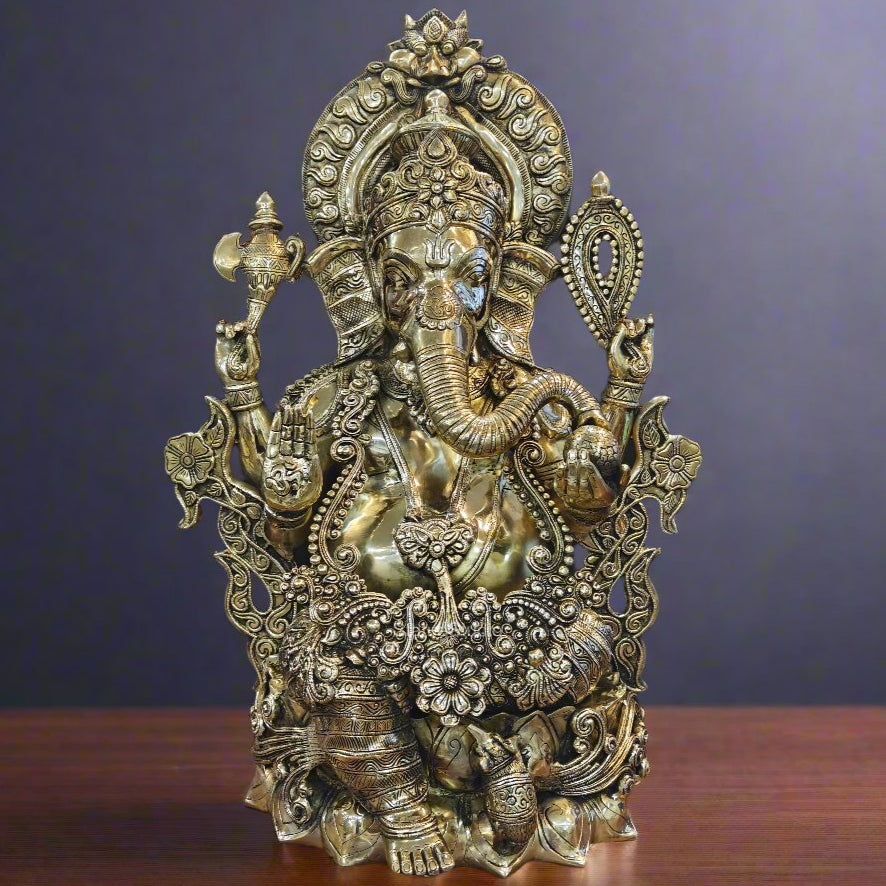 Elegant Brass Large Ganesha Statue 29 Inches