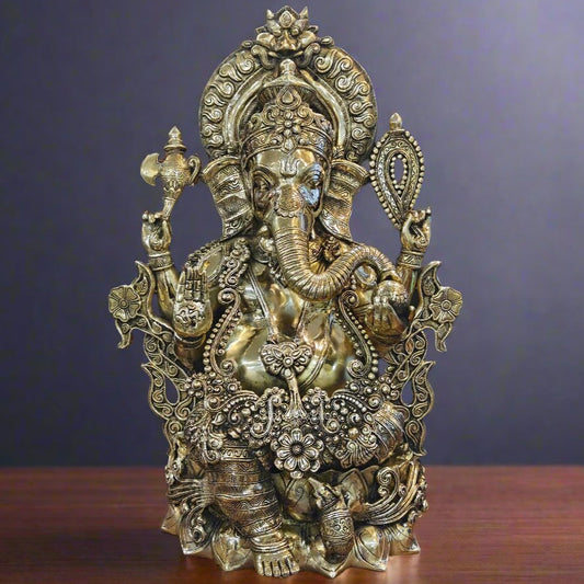 Elegant Brass Large Ganesha Statue 29 Inches
