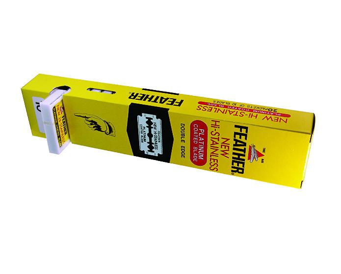 Feather Hi Stainless Double Edge Blades-Yellow Pack - 200 blades (20 packs each with 10 blades)