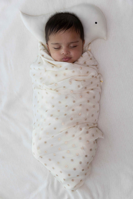 Baby Soft Brocade Swaddle - Cream