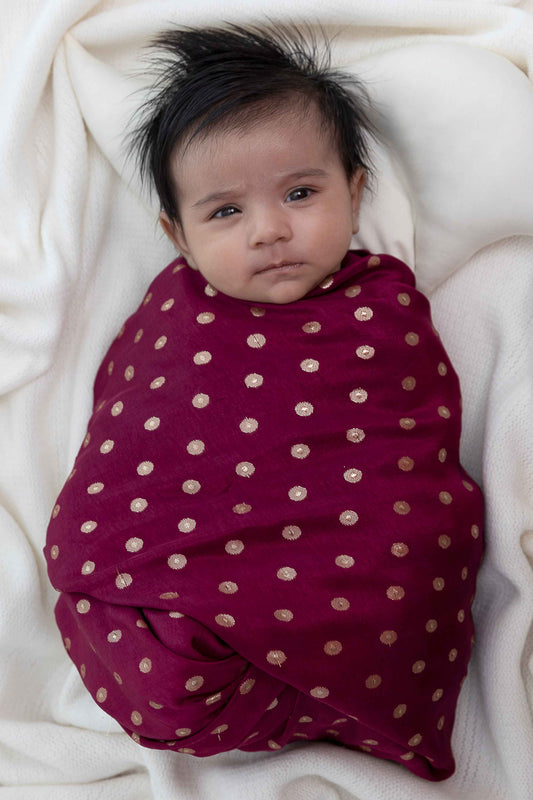 Baby Soft Brocade Swaddle - Purple