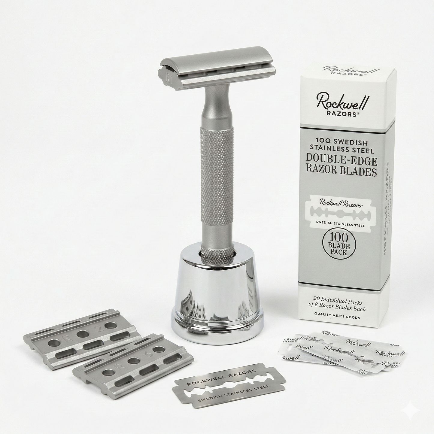 Rockwell 6S Adjustable Master Shave Bundle - Stainless Steel & Inkwell Stand