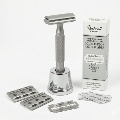Rockwell 6S Adjustable Master Shave Bundle - Stainless Steel & Inkwell Stand by Sama Homes - Sustainable Living