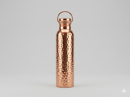 Handcrafted Ayurvedic Pure Copper Water Bottle - 950ml Hammered Design with Leak-Proof Loop Cap | 100% Certified Purity by Sama Homes - Copper Bottle (View 12)