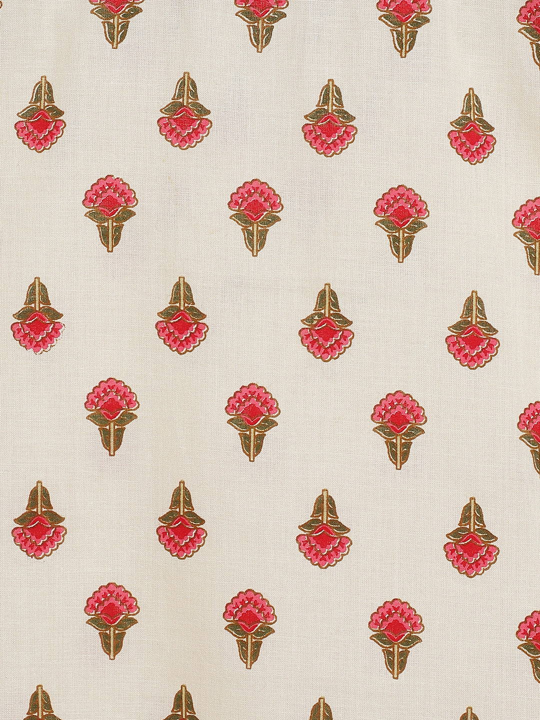 Girl Floral Buta Suit Set - Cream