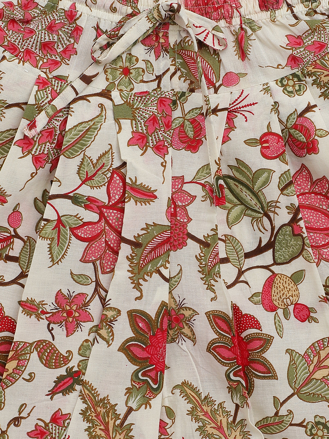 Girl Floral Buta Suit Set - Cream - Image 8