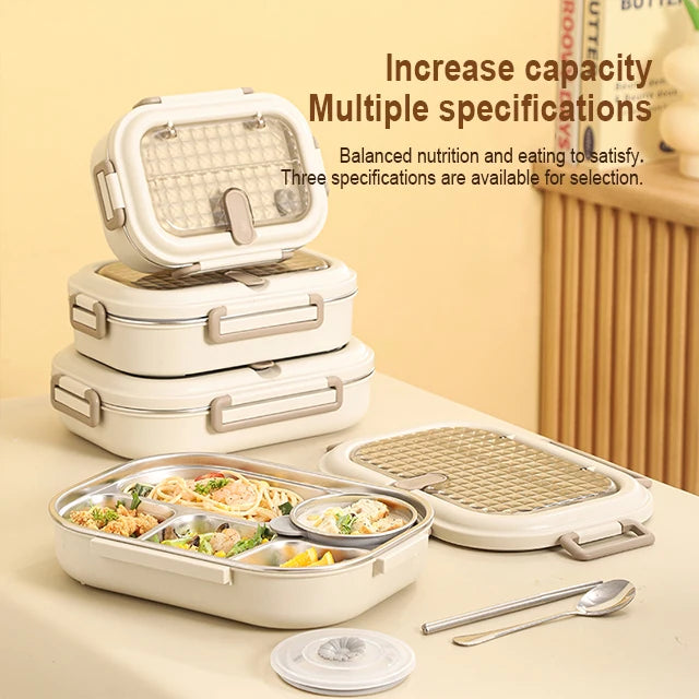 Premium 304 Stainless Steel Lunch Box – 4 Compartments, Leak-Proof, Eco-Friendly, Reusable Food Storage for Adults & Kids – Image 6