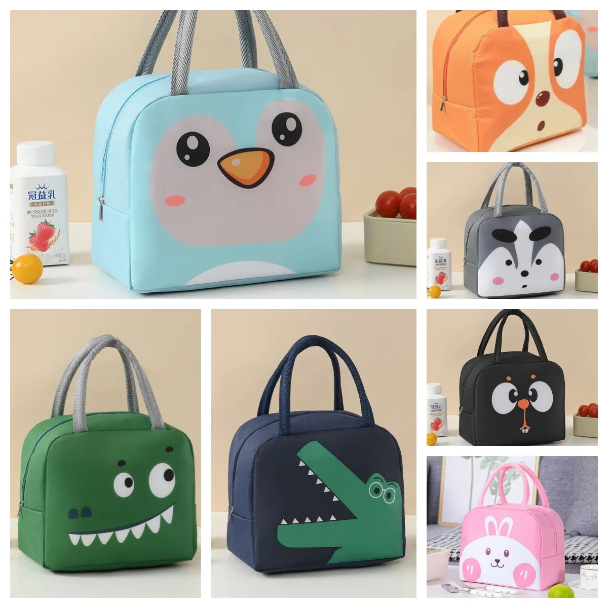 Cute Cartoon Waterproof Large Capacity Lunch Bag Lunch Box Storage Bag Unisex – Image 2