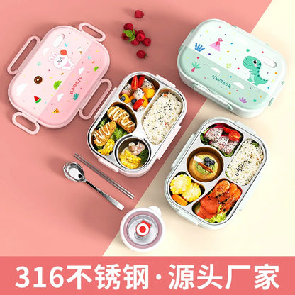 316 Stainless Steel Insulated Bento Lunch Box for Kids Cartoon Food Grade Portable Thermal Compartments Cute Children's Lunch – Image 3