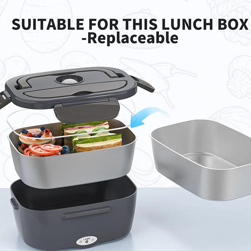 Portable Electric Lunch Box | 1.3–1.5L Stainless Steel Food Heater, Leakproof Design for Canada & Cold Climates – Image 4 - Image 5