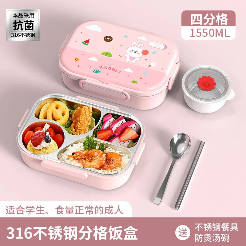 316 Stainless Steel Insulated Bento Lunch Box for Kids Cartoon Food Grade Portable Thermal Compartments Cute Children's Lunch – Image 7 - Eco-friendly - Sama Homes