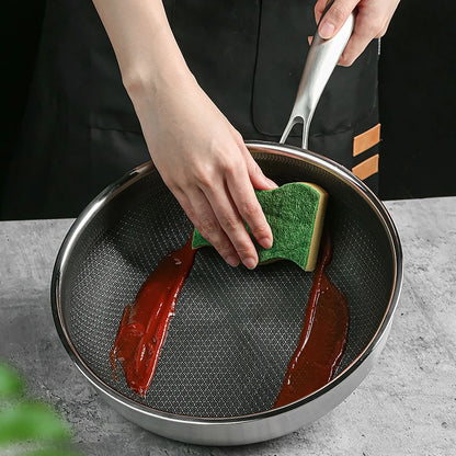 Premium 26/28cm Stainless Steel Frying Pan – Food Grade 304 Non-Stick Honeycomb Skillet with Glass Lid, Works on Gas & Induction Stoves by Sama Homes - Sustainable Living (View 6)