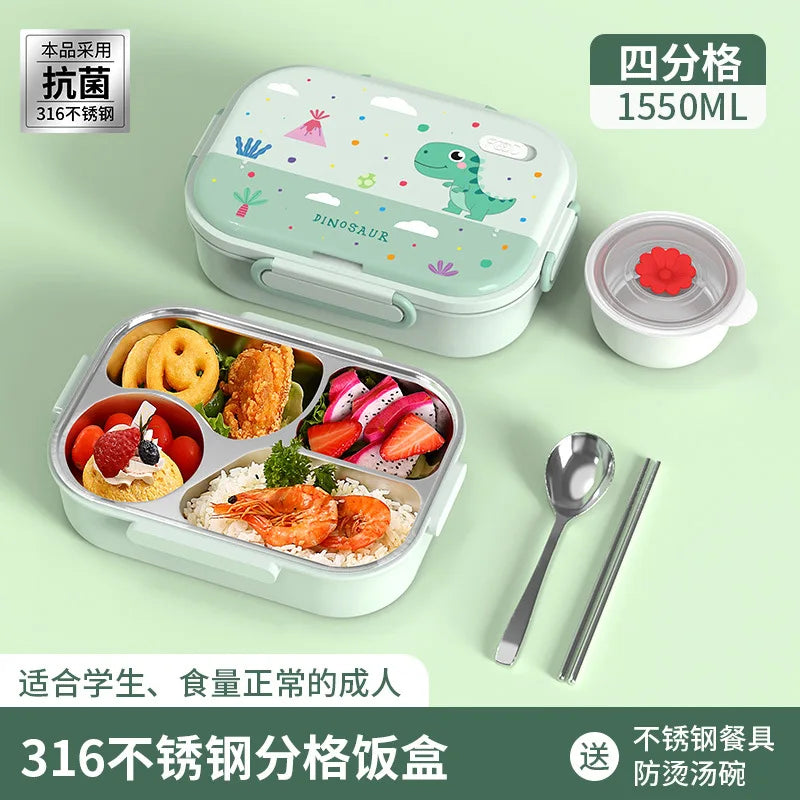316 Stainless Steel Insulated Bento Lunch Box for Kids Cartoon Food Grade Portable Thermal Compartments Cute Children's Lunch – Image 4 - Image 5