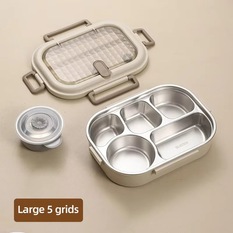 Premium 304 Stainless Steel Lunch Box – 4 Compartments, Leak-Proof, Eco-Friendly, Reusable Food Storage for Adults & Kids – Image 8 - Image 9