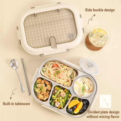 Premium 304 Stainless Steel Lunch Box – 4 Compartments, Leak-Proof, Eco-Friendly, Reusable Food Storage for Adults & Kids – Image 5