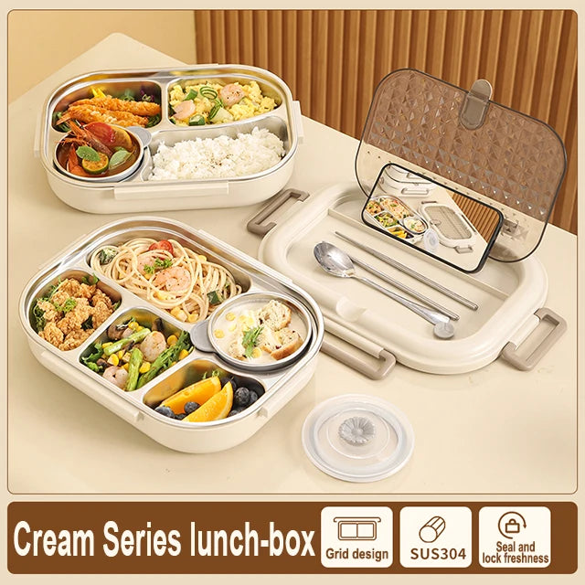 Premium 304 Stainless Steel Lunch Box – 4 Compartments, Leak-Proof, Eco-Friendly, Reusable Food Storage for Adults & Kids – Image 2 - Image 3