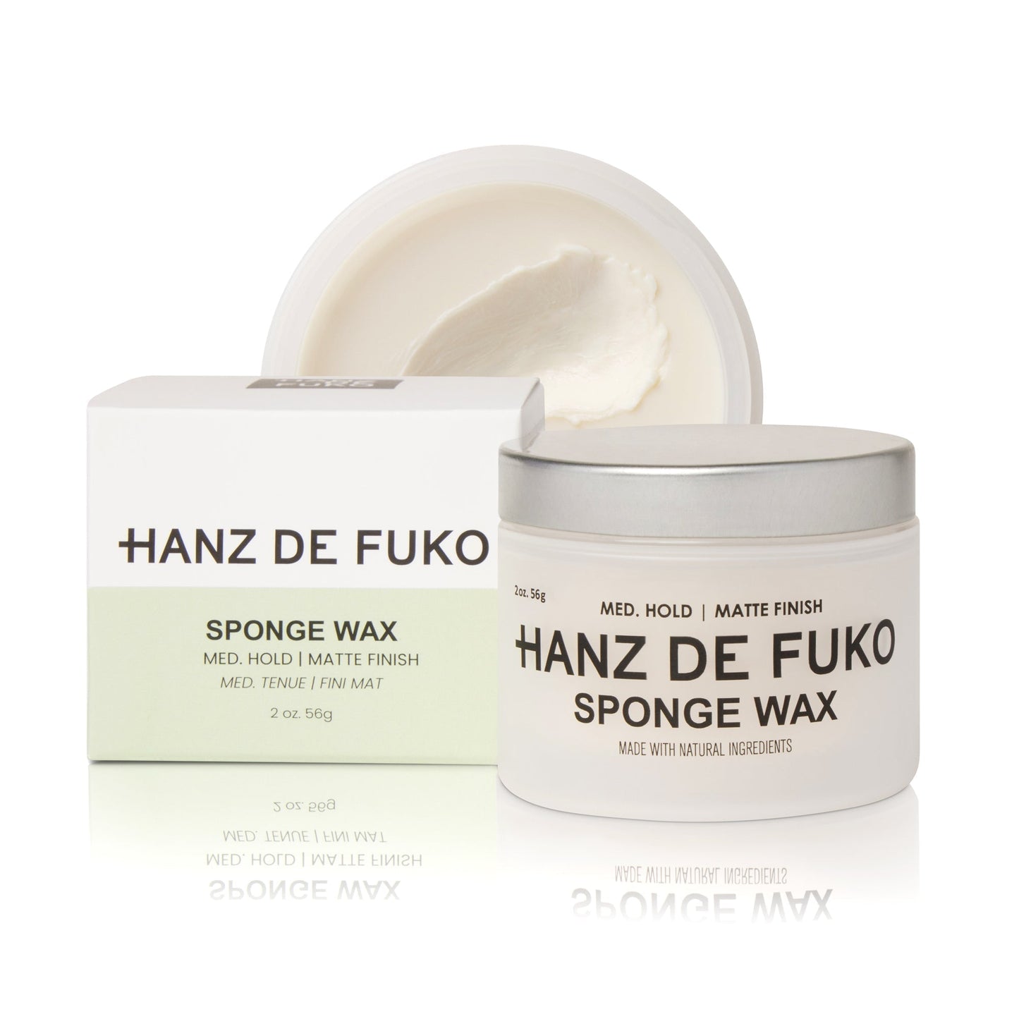 Hanz de Fuko Sponge Wax - Medium Hold Semi-Matte Wax, 2oz