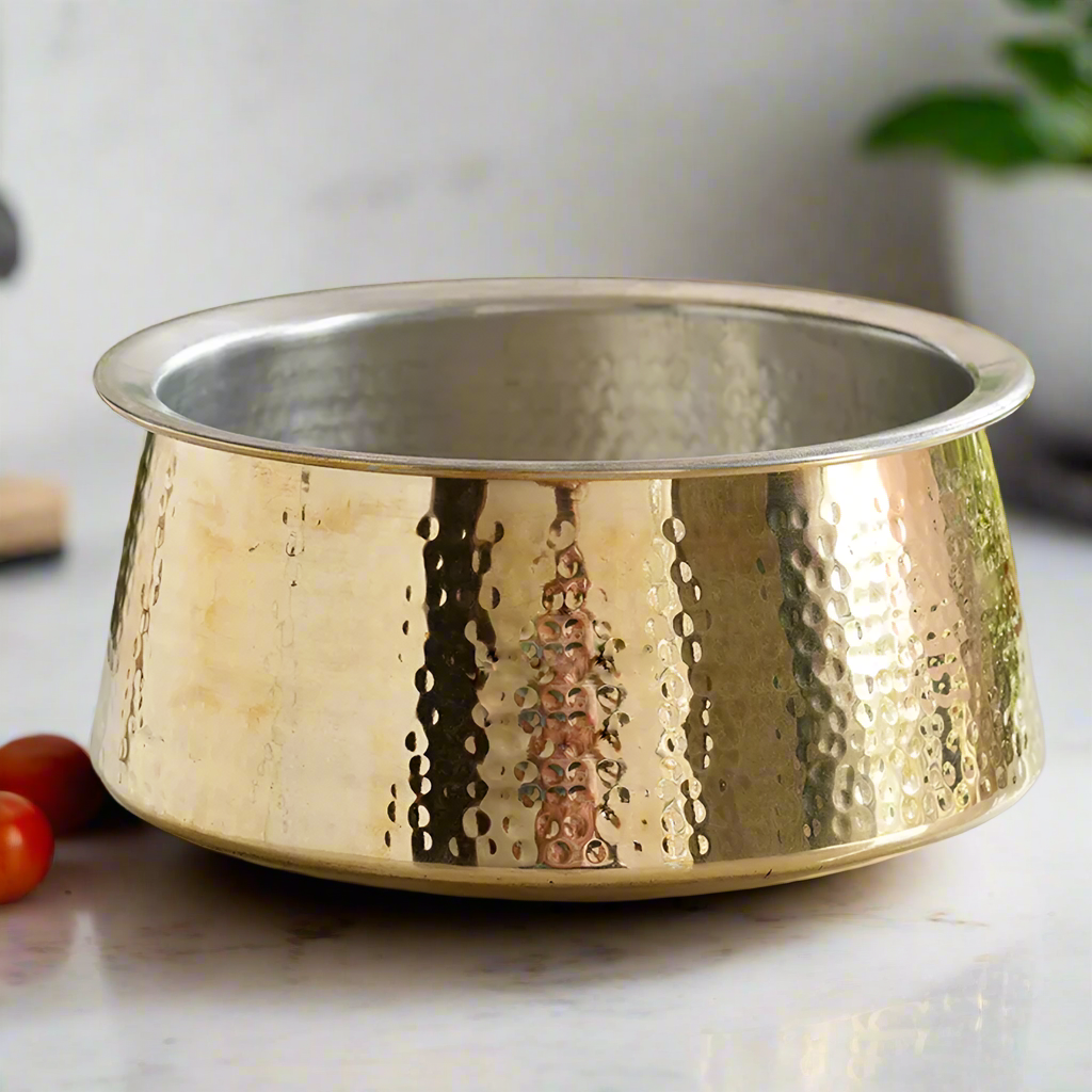 High-Quality Brass Biryani Handi with Lid – Traditional Serving Pot (4L Capacity) – Sama Homes