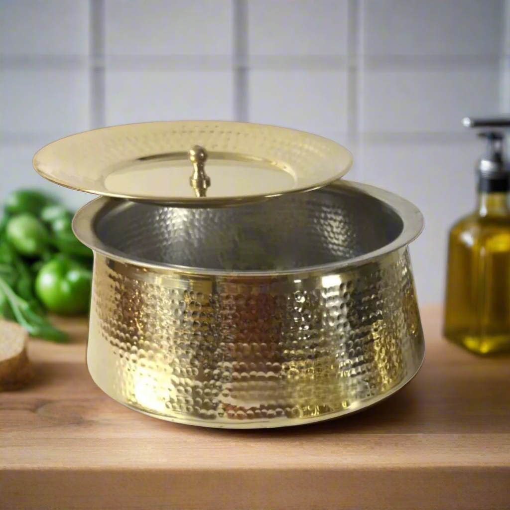 Pure Brass Biryani Handi With Lid / Serving and Cooking Pot - Medium – Image 2 - Image 2