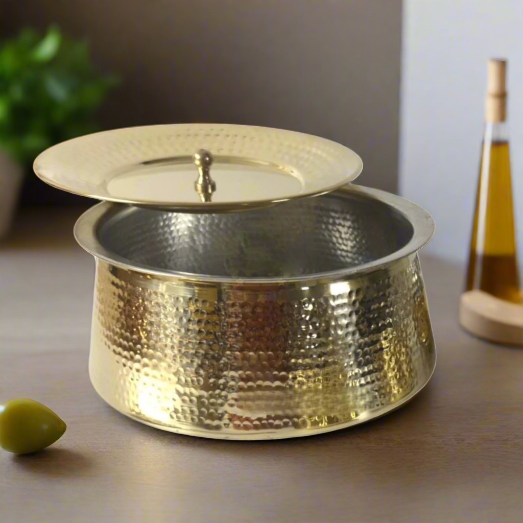Pure Brass Biryani Handi With Lid / Serving and Cooking Pot - Medium – Image 4 - Image 4