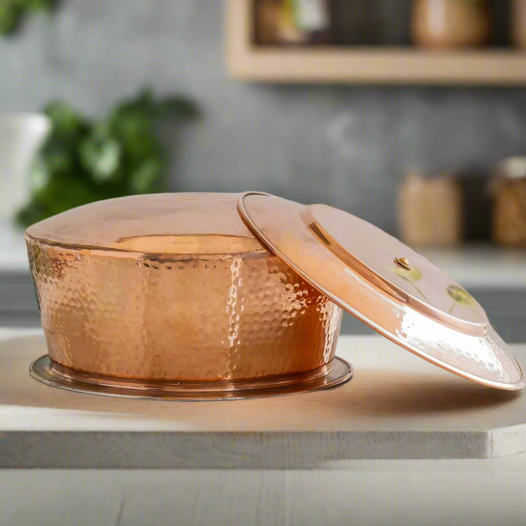 Pure Heavy Copper Biryani Handi With Lid - Large